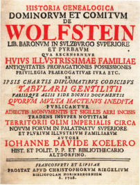 Titelblatt der Geschichte der Wolfsteiner von Johann David Köhler 1726